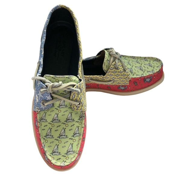 New Vineyard Vines x Sperry Colorful Heritage Patchwork Boat Shoe 6